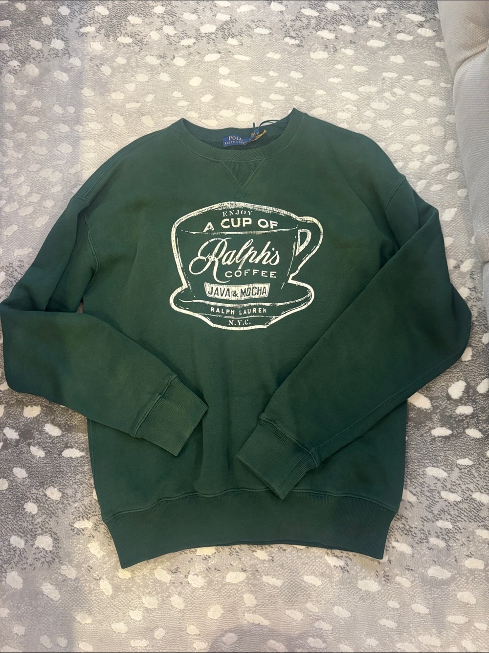 Ralph Lauren Dark Green 'A Cup of Ralph's Coffee' Crewneck Sweatshirt